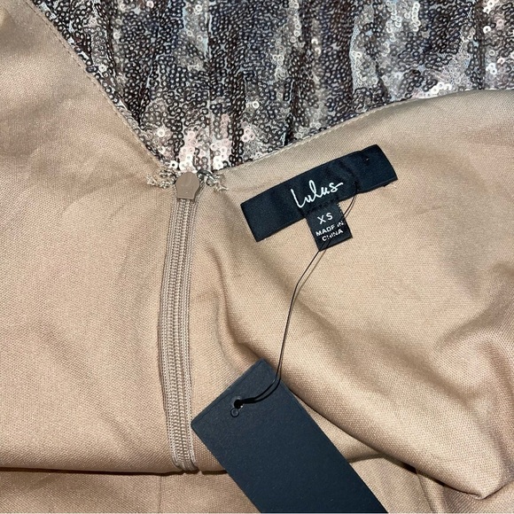 Lulus Dress Size Extra Small Matte Bronze Sequin Bodycon Champagne Showers NWT - Picture 10 of 12